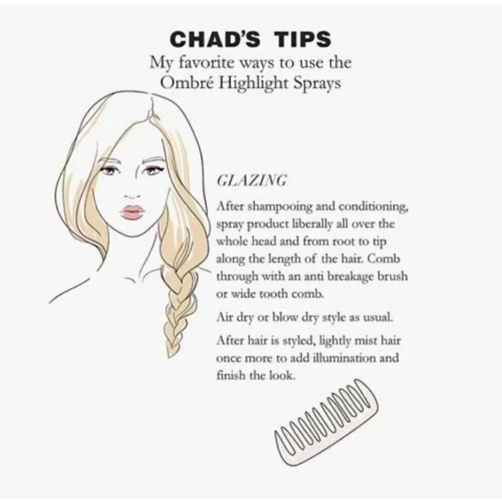 CHAD KENYON - NWT - Set of 3 Ombré Highlight Spray (all blonde tones) 5 oz Each